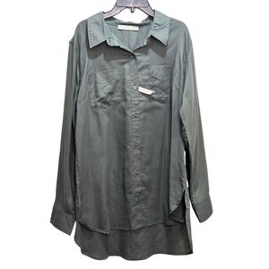 LEE Rider Olive Green Hi Low Button Down Shirt Size L